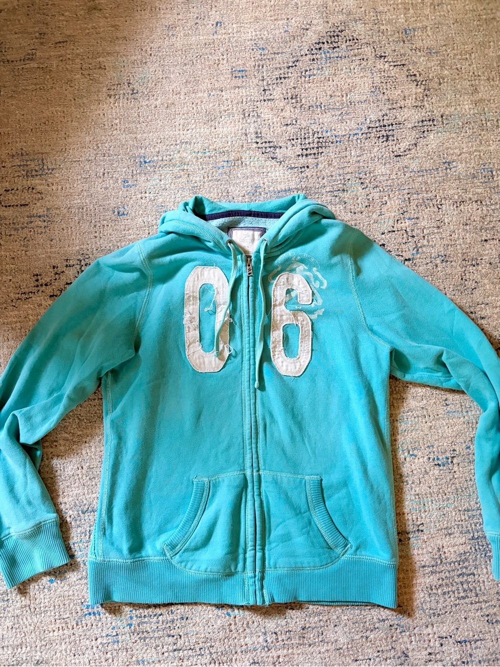 Vintage Aerie Turquoise Zip-Up with '06' Appliqué